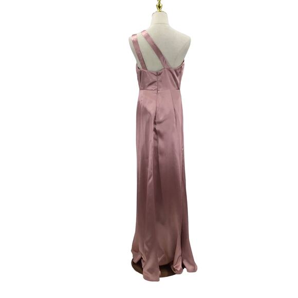 LULU'S SZ M Pink On the Guest List Mauve One-Shoulder Neck Maxi Dress NEW B97 - Picture 4 of 11